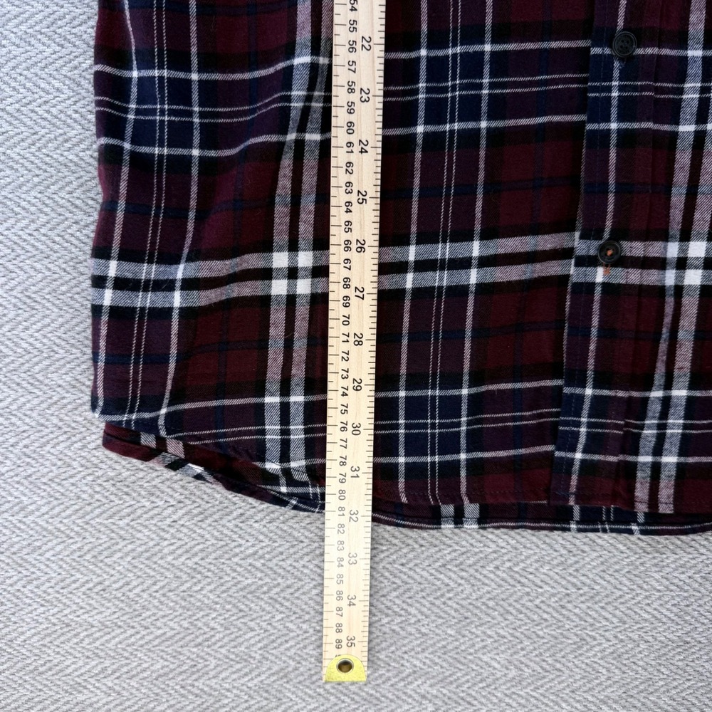 Weatherproof Vintage Flannel Shirt XL Burgundy Plaid Casual Button Up Shirt - Picture 5 of 11
